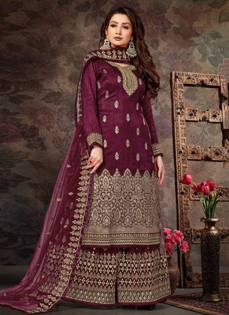 Wine Colour RAMA DILBARO Heavy Festive Wear Jacquard Embroidery Salwar Suit Collectio 30068